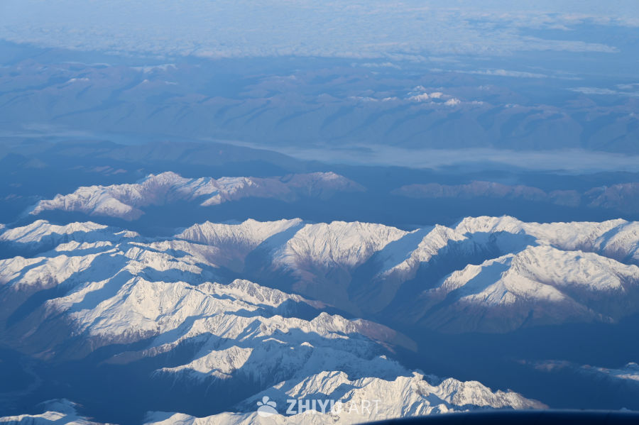 新西兰北岛飞南岛万米高空航班上看雪山之巅的壮丽风景 1
