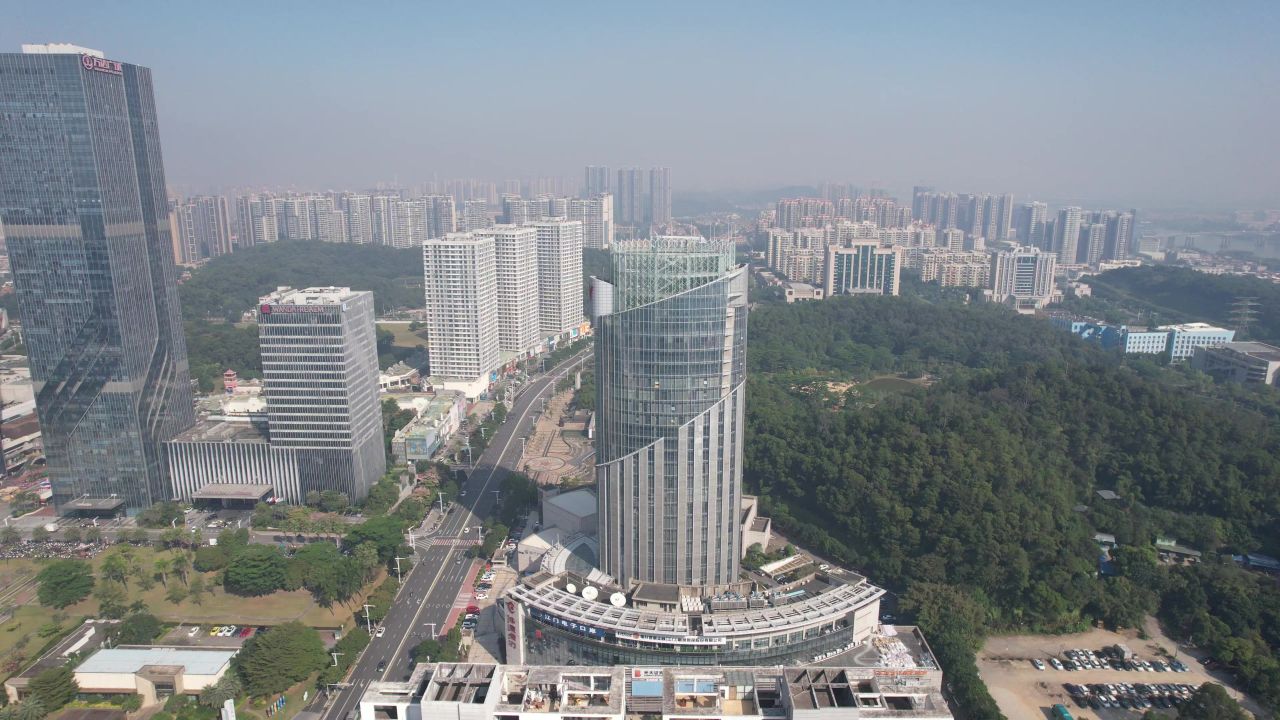 广东江门广电大楼航拍 