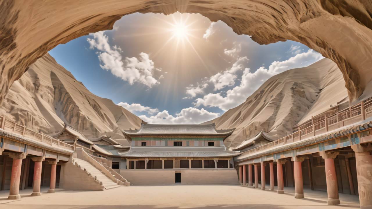敦煌石窟莫高窟壁画日出日落 46