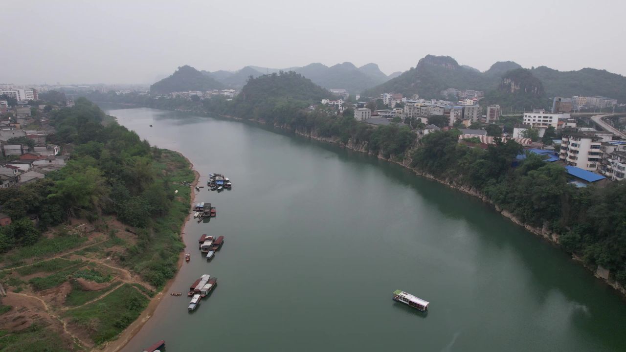  广西崇左左江风光航拍 