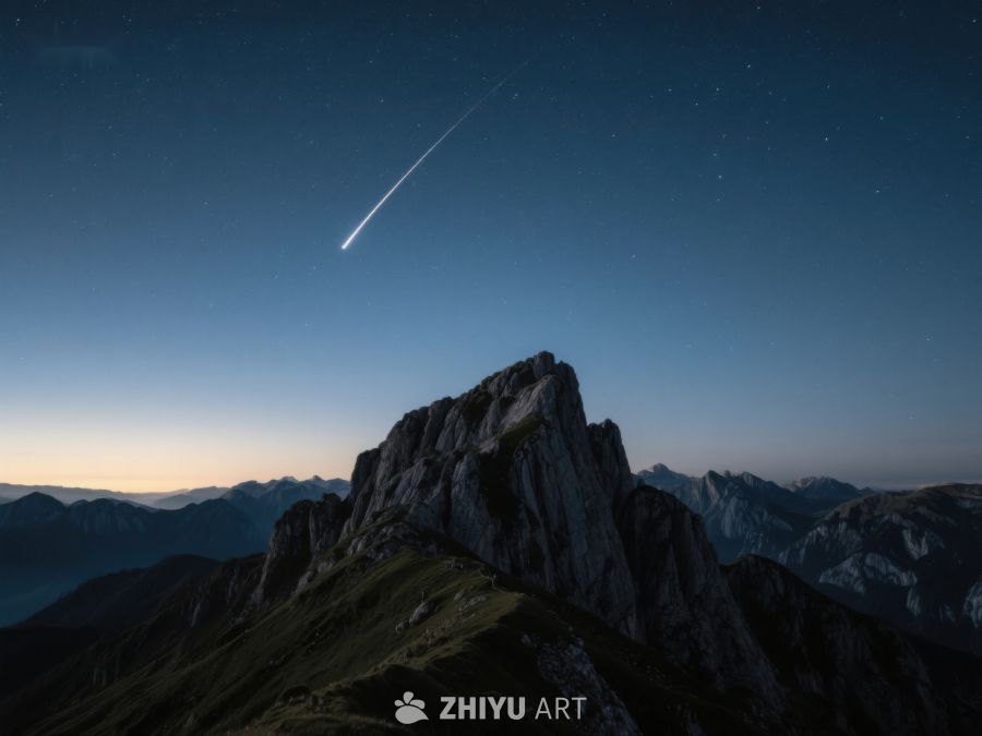 夜空流星划过山峰 270