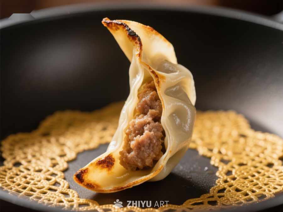 煎饺特写：金黄酥脆，馅料诱人 244