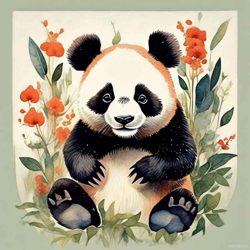 可爱熊猫插画简约风格 70