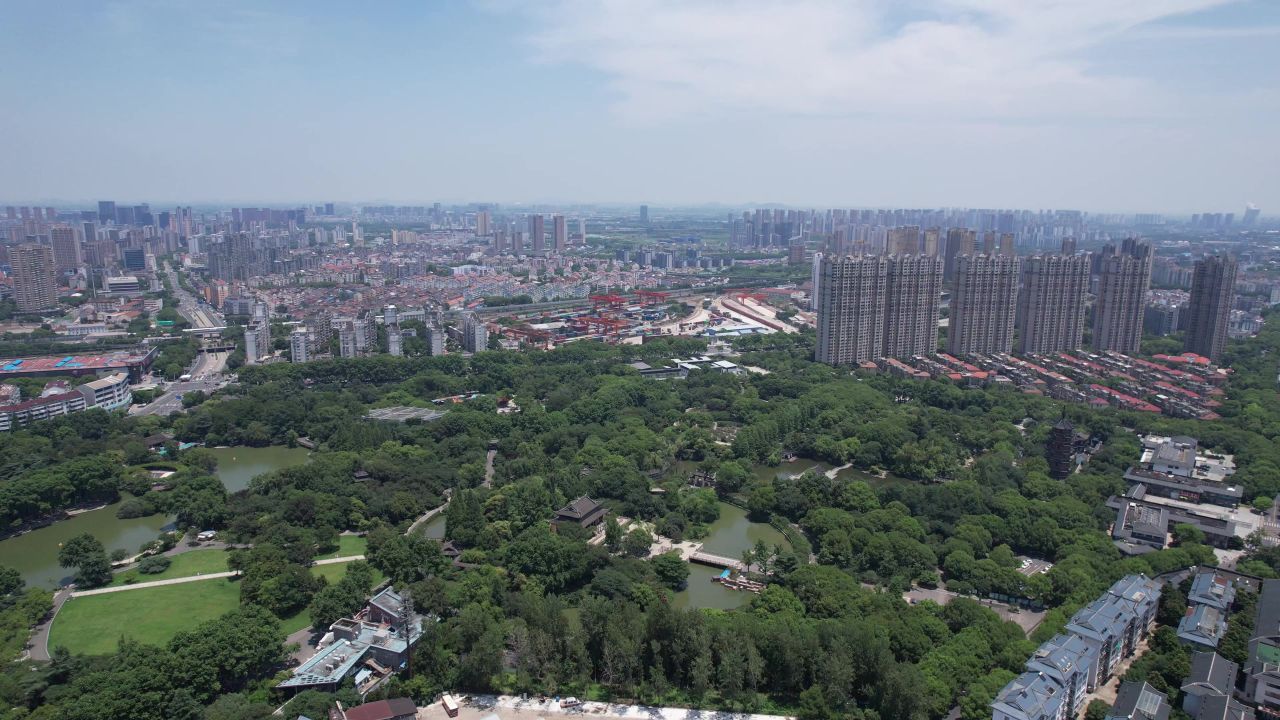 江苏常州城市风光航拍 