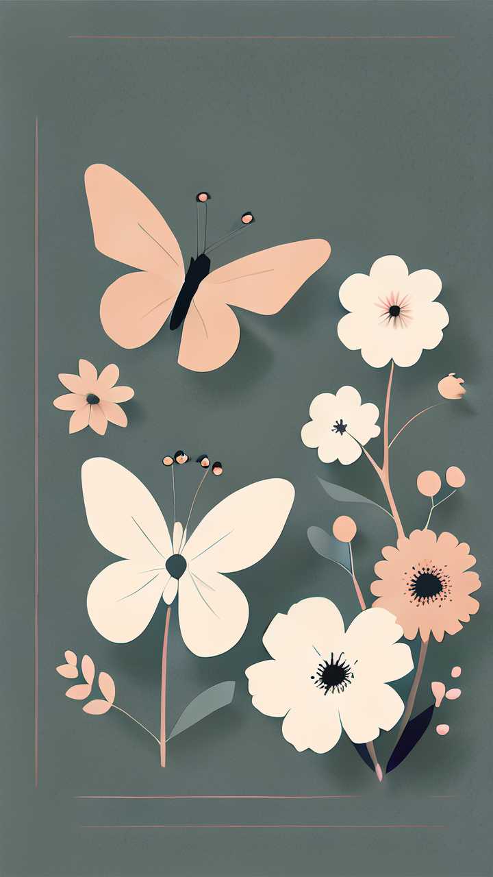 蝴蝶小花插画