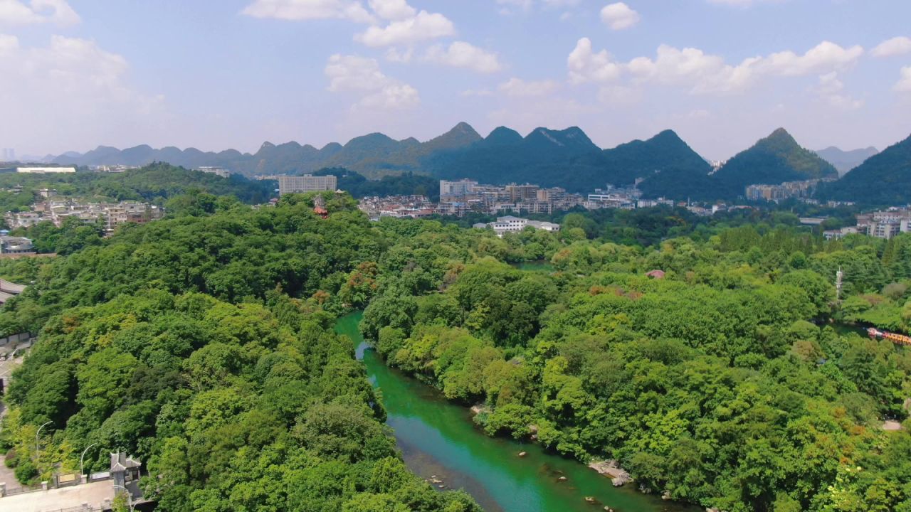 自然风光河流风景航拍 