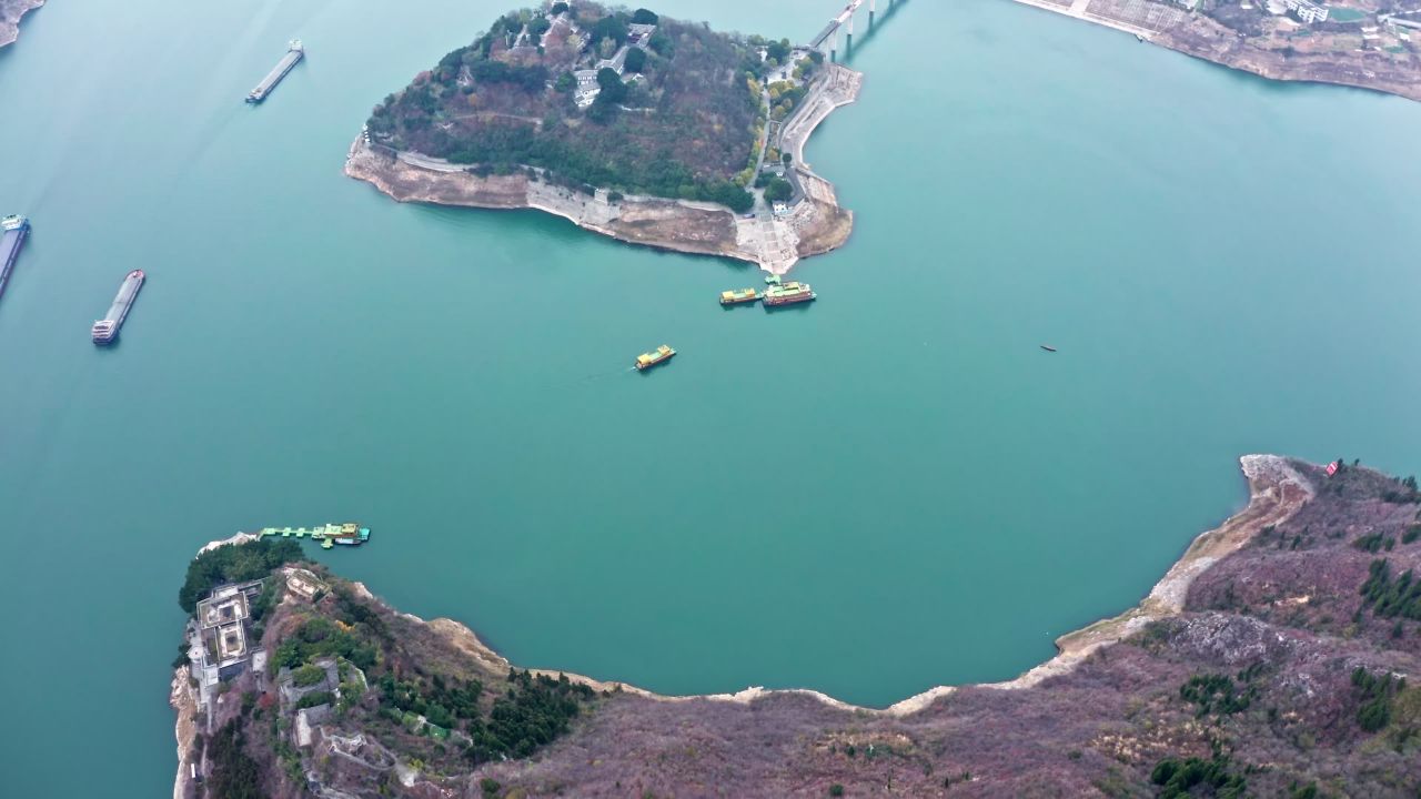 重庆市奉节县瞿塘峡夔门白帝城实拍航拍视频