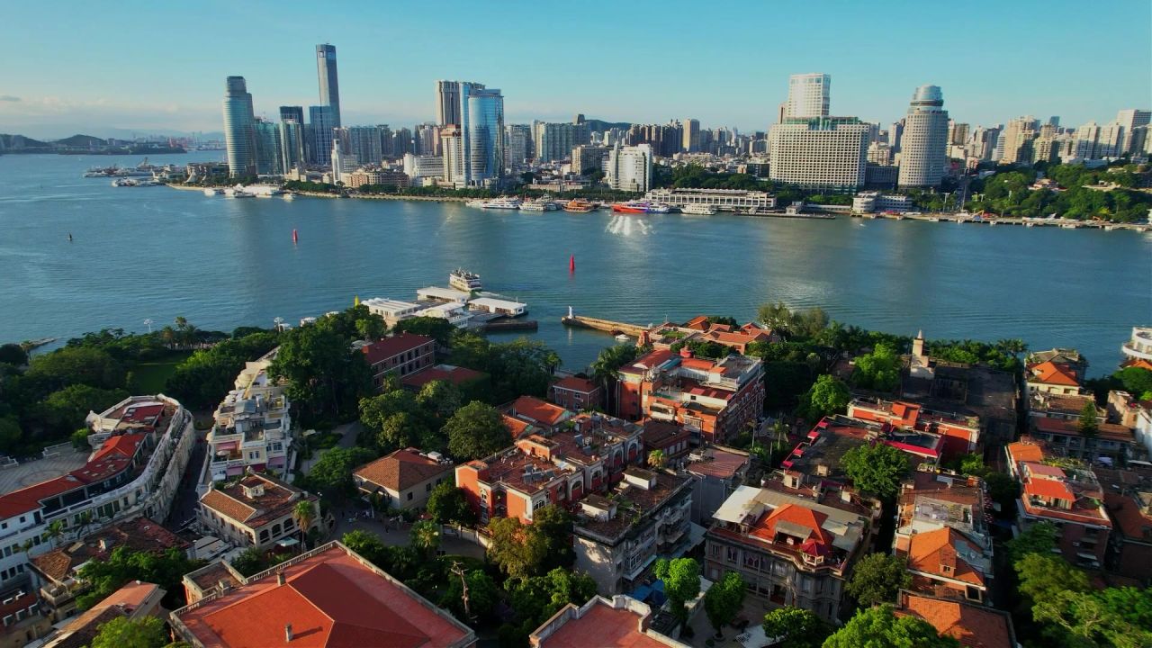 厦门航拍鼓浪屿建筑景观