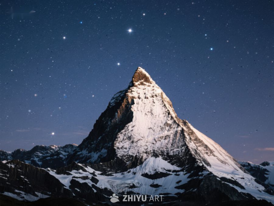 夜空下的雪山峰 337
