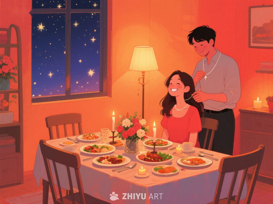 温馨晚餐，情侣共度浪漫时光 783