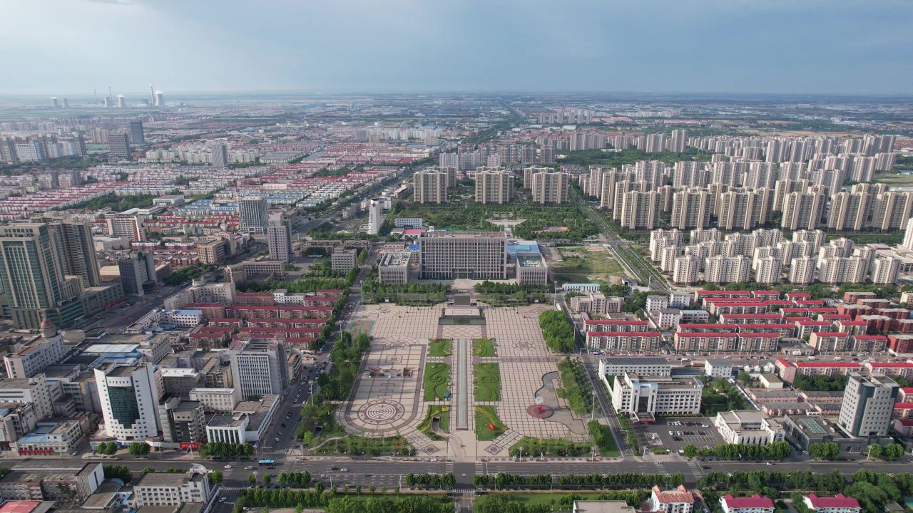 山东东营城市建设城市大景航拍