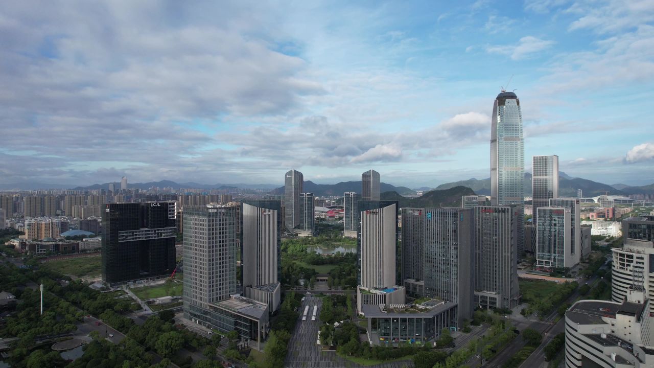  浙江台州城市风光航拍