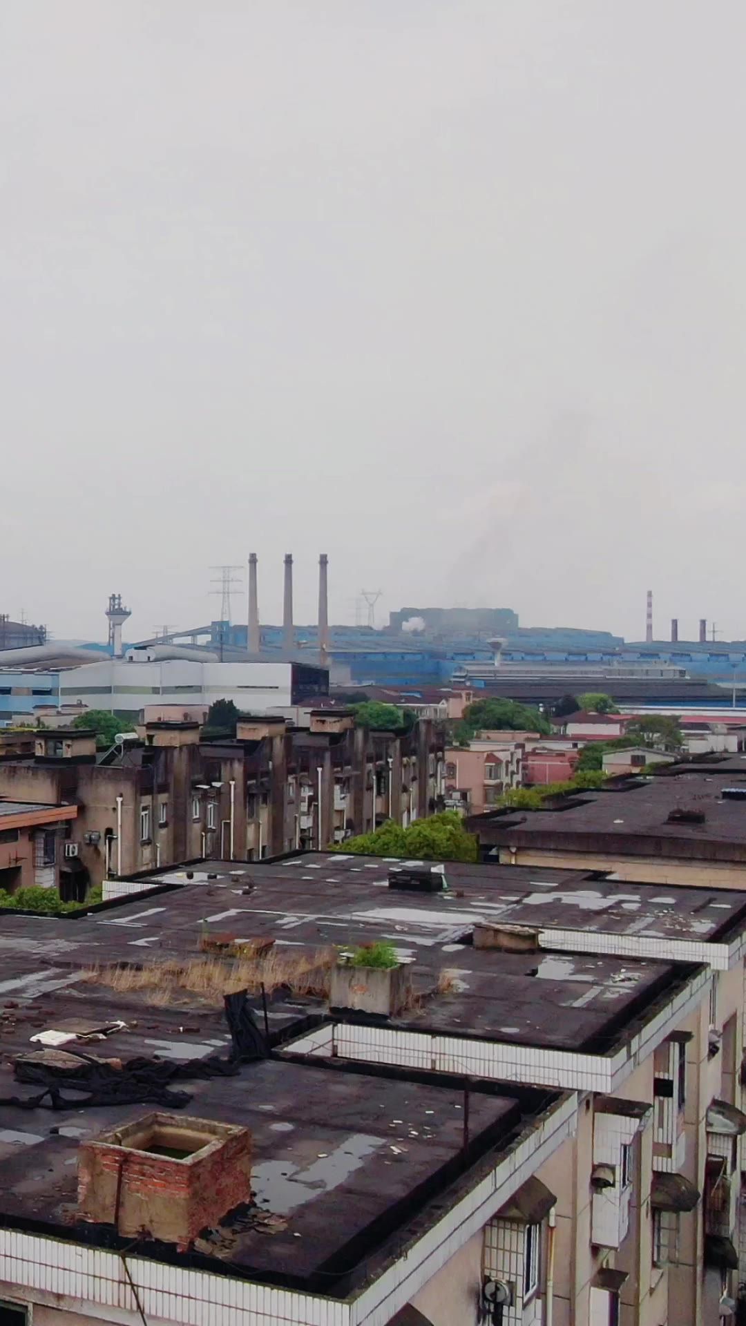 城市航拍湖南湘潭钢厂竖屏