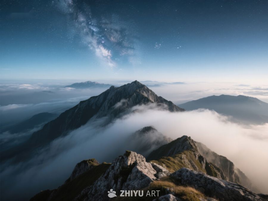 星河璀璨，云海缭绕的山峰 146