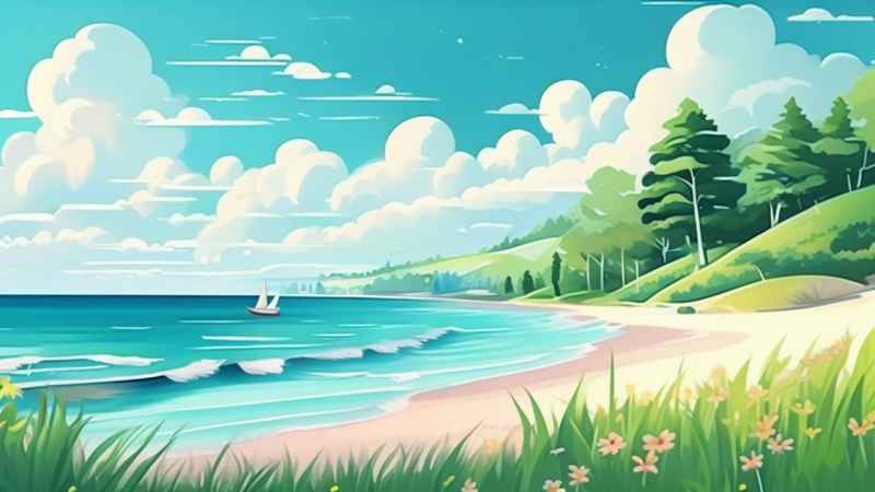 海边的插图梦幻般的自然田园风光 13