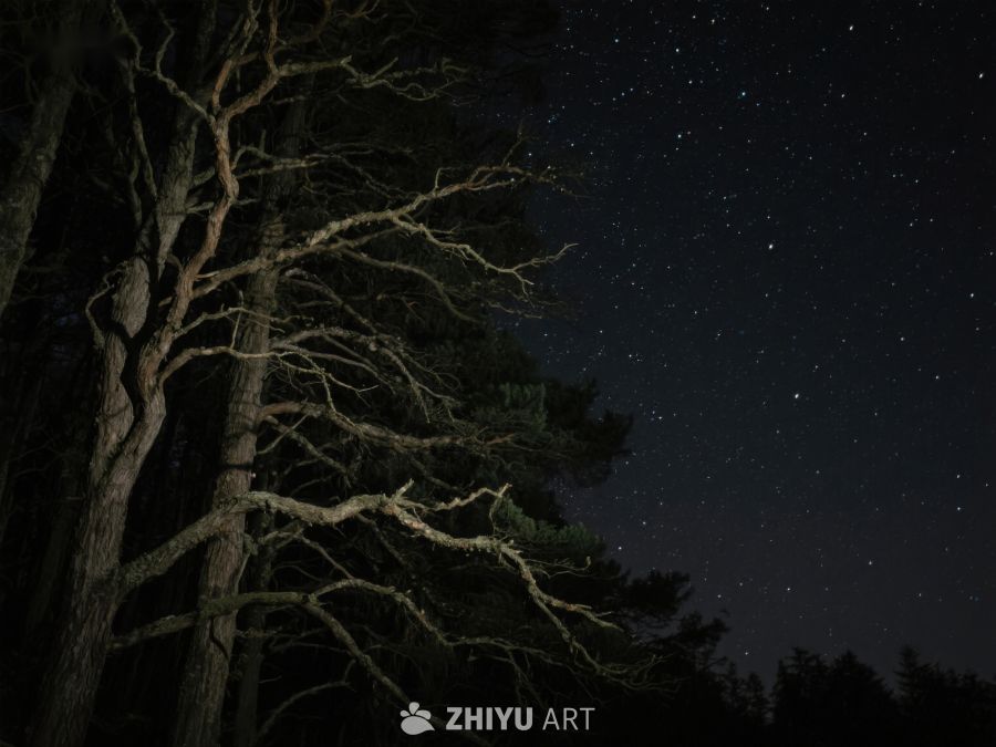 夜空下的枯树枝 350