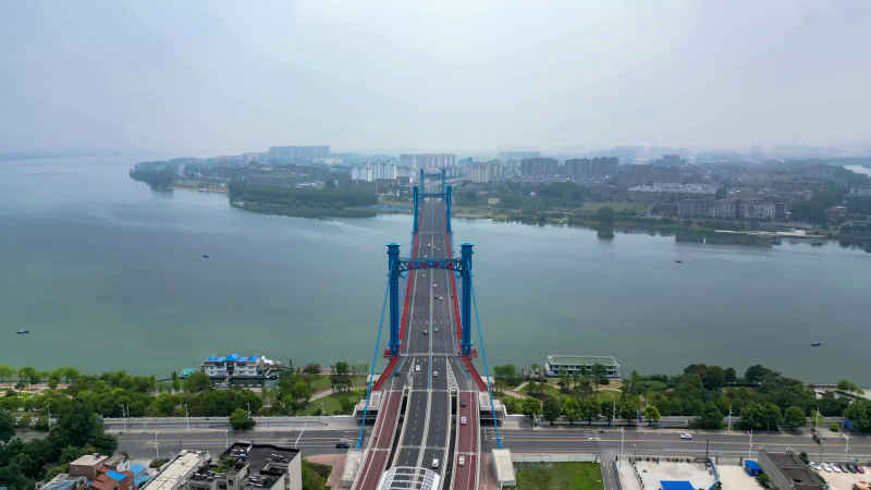湖北襄阳城市风光航拍摄影图