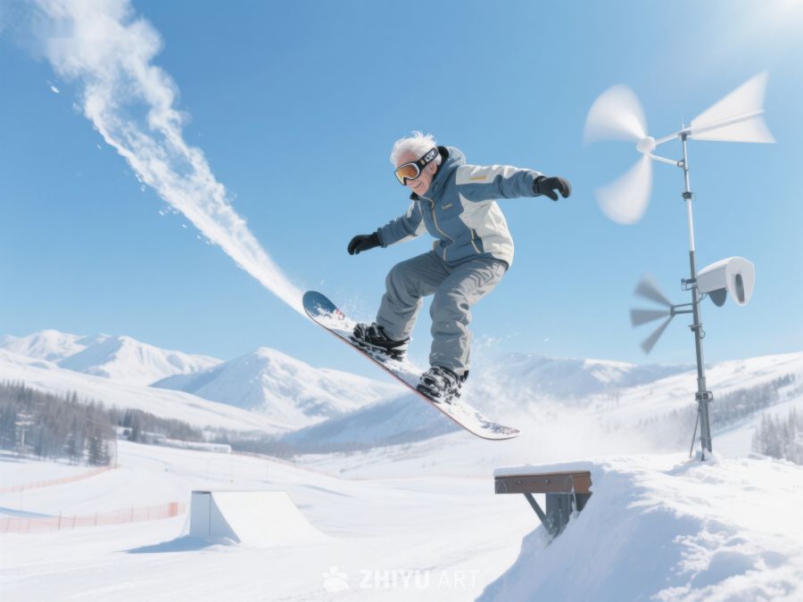 雪地滑板跳跃瞬间 834