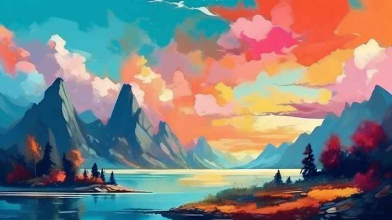 印象派风景色彩丰富的天空 11
