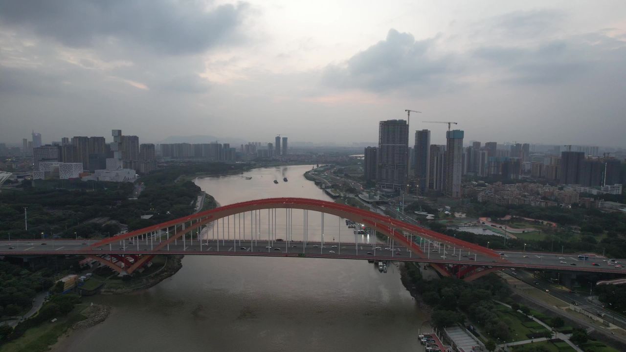  广东佛山东平水路东平大桥航拍