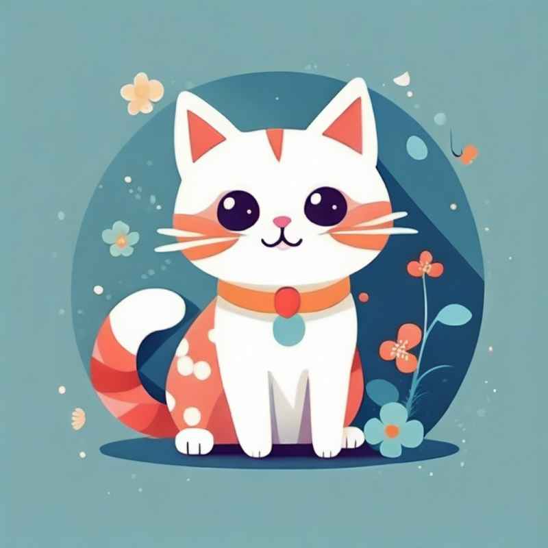 小花猫唯美插画 60