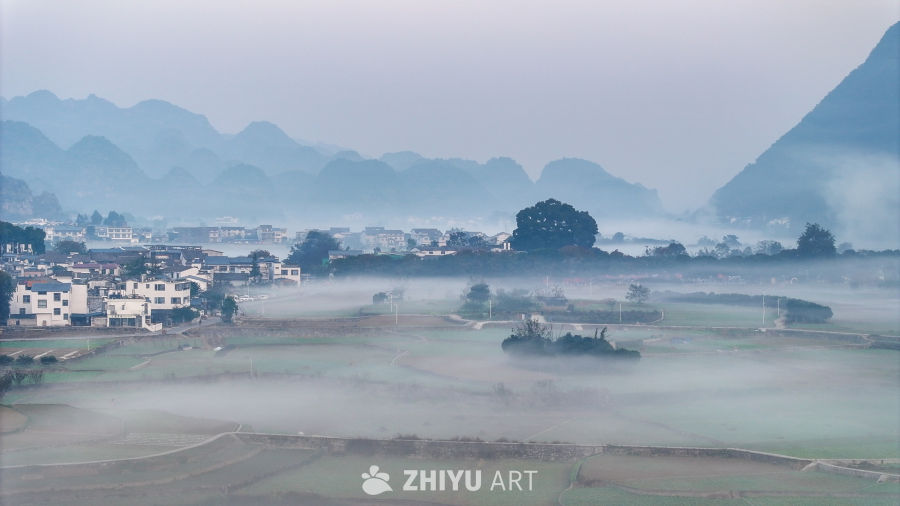 水墨画般的乡村晨景 21