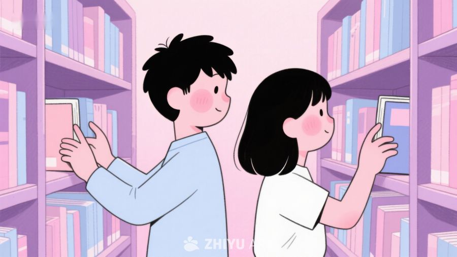 图书馆中阅读的男女 345