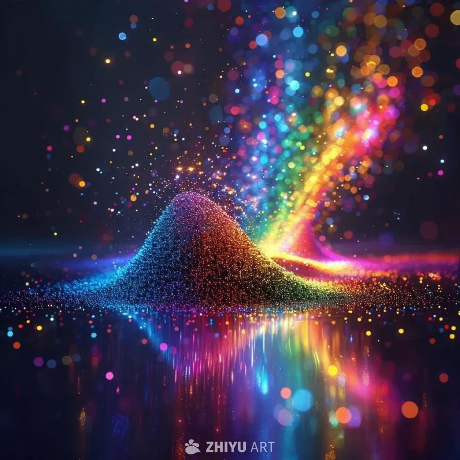 一个由数百万个彩色像素点组成的三维数字艺术作品，像