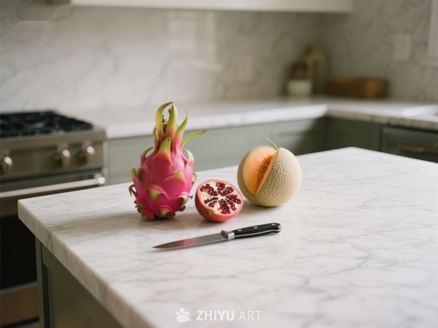 厨房台面上的火龙果和哈密瓜 121