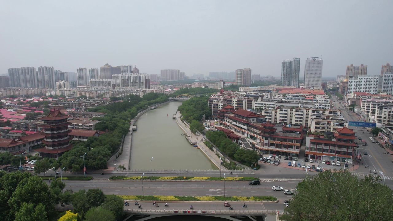 河北沧州城市风光地标建筑航拍  