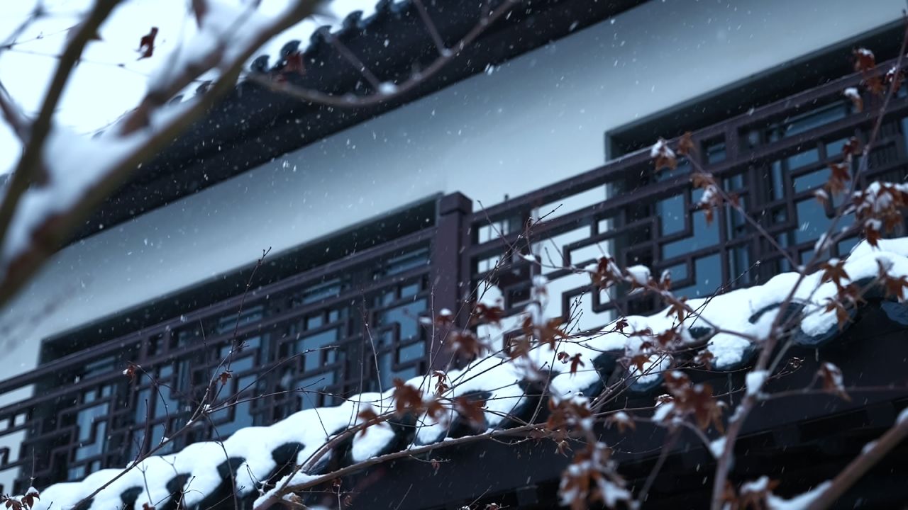 中式园林雪景 园林雪景 江南雪景 24