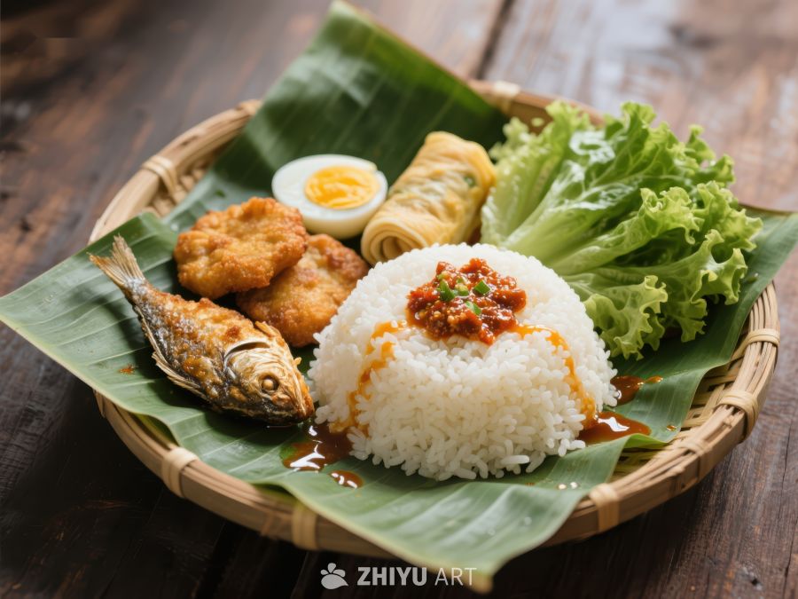 传统美食：香蕉叶上的米饭配菜 144