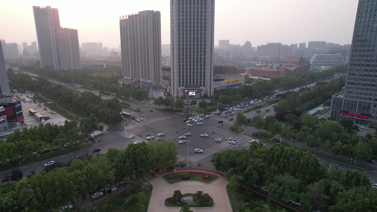 河南新乡市城市建设交通高楼航拍 