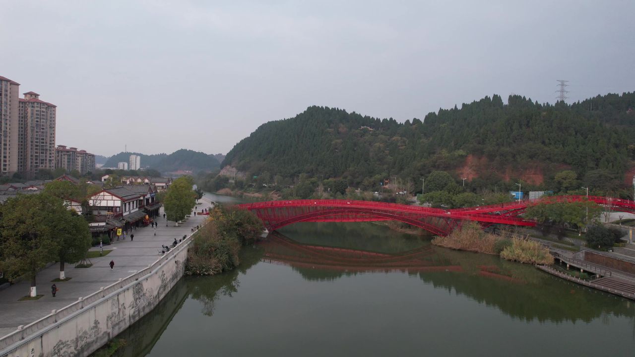  四川遂宁联盟河风光航拍