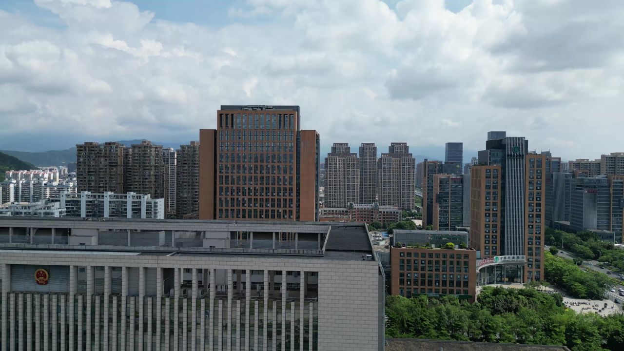 航拍福建龙岩城市风光