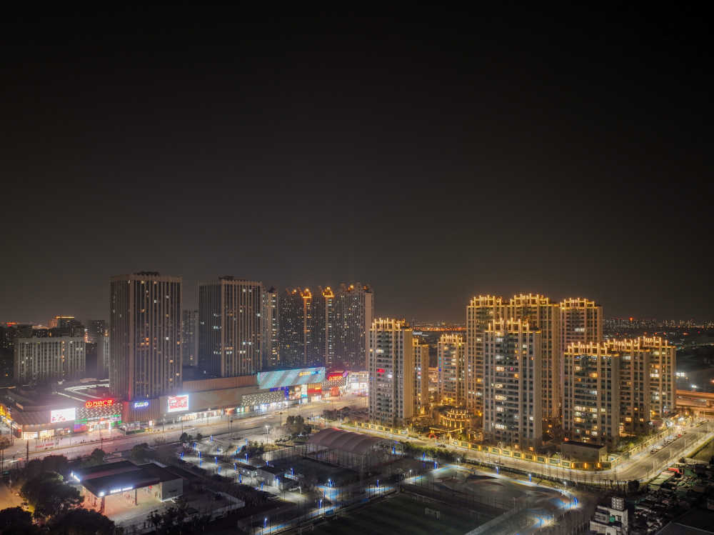 航拍昆山城市夜景