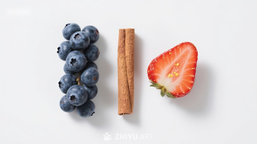 蓝莓、肉桂与草莓的组合