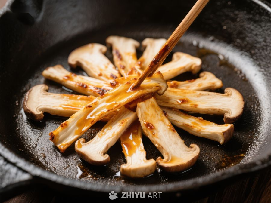 铁锅煎制的美味蘑菇 1455