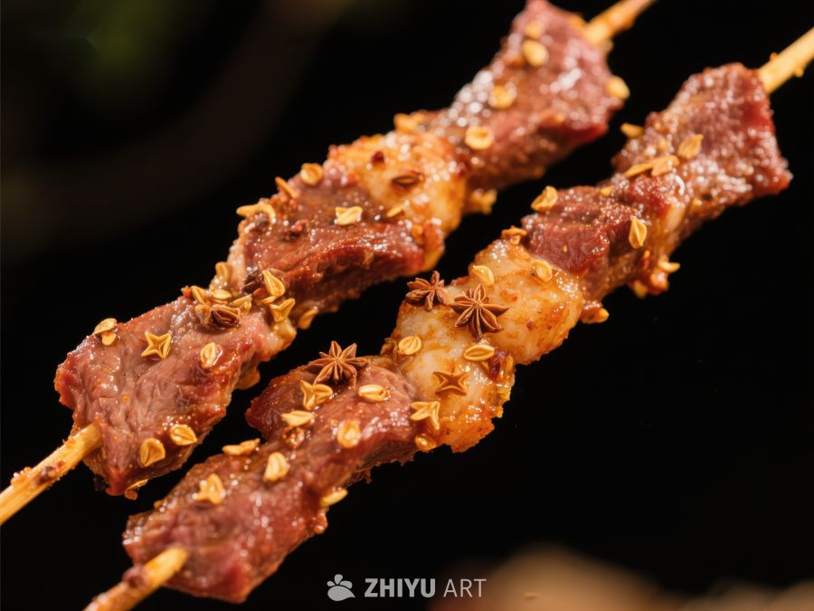 香辣烤肉串，诱人美味 787