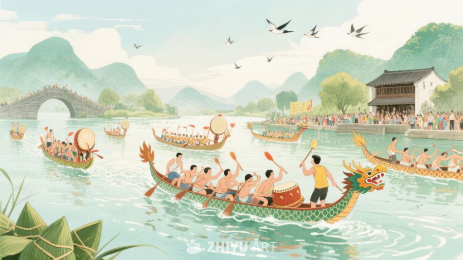 龙舟竞渡，山水环绕 273
