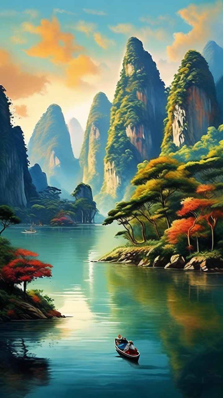 插画风格 桂林山水 4