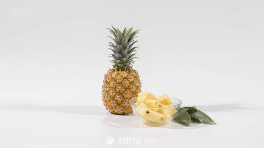 新鲜菠萝与切片展示