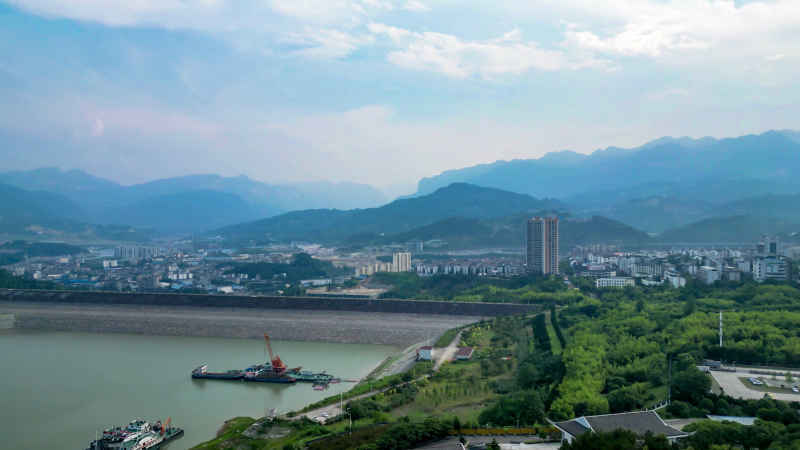 湖北宜昌城市风光航拍图 