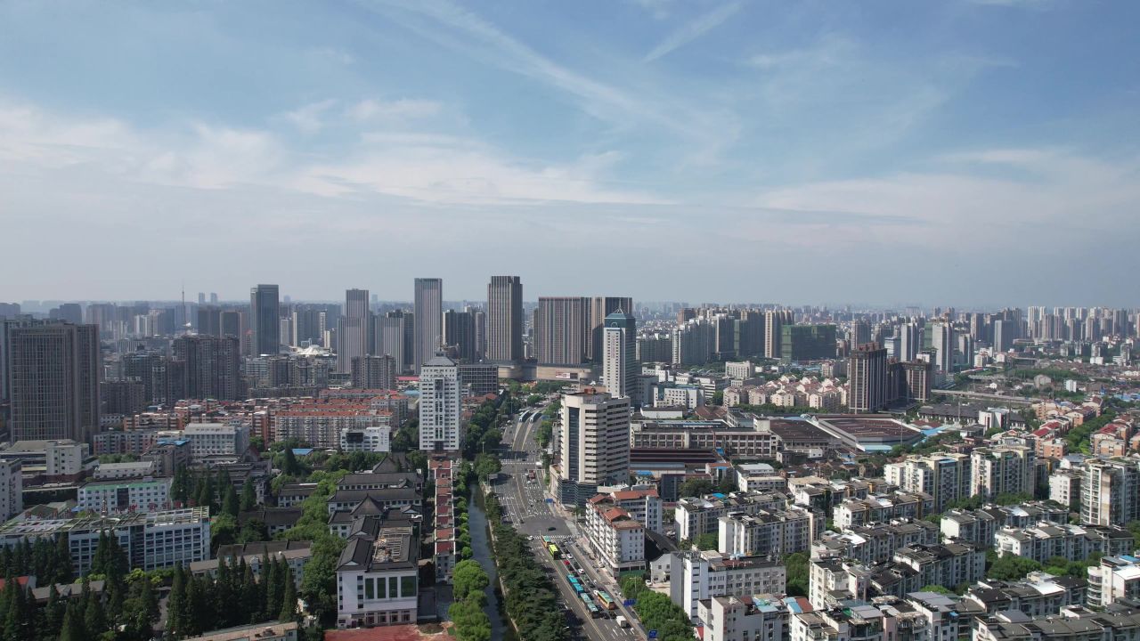 江苏常州城市交通航拍