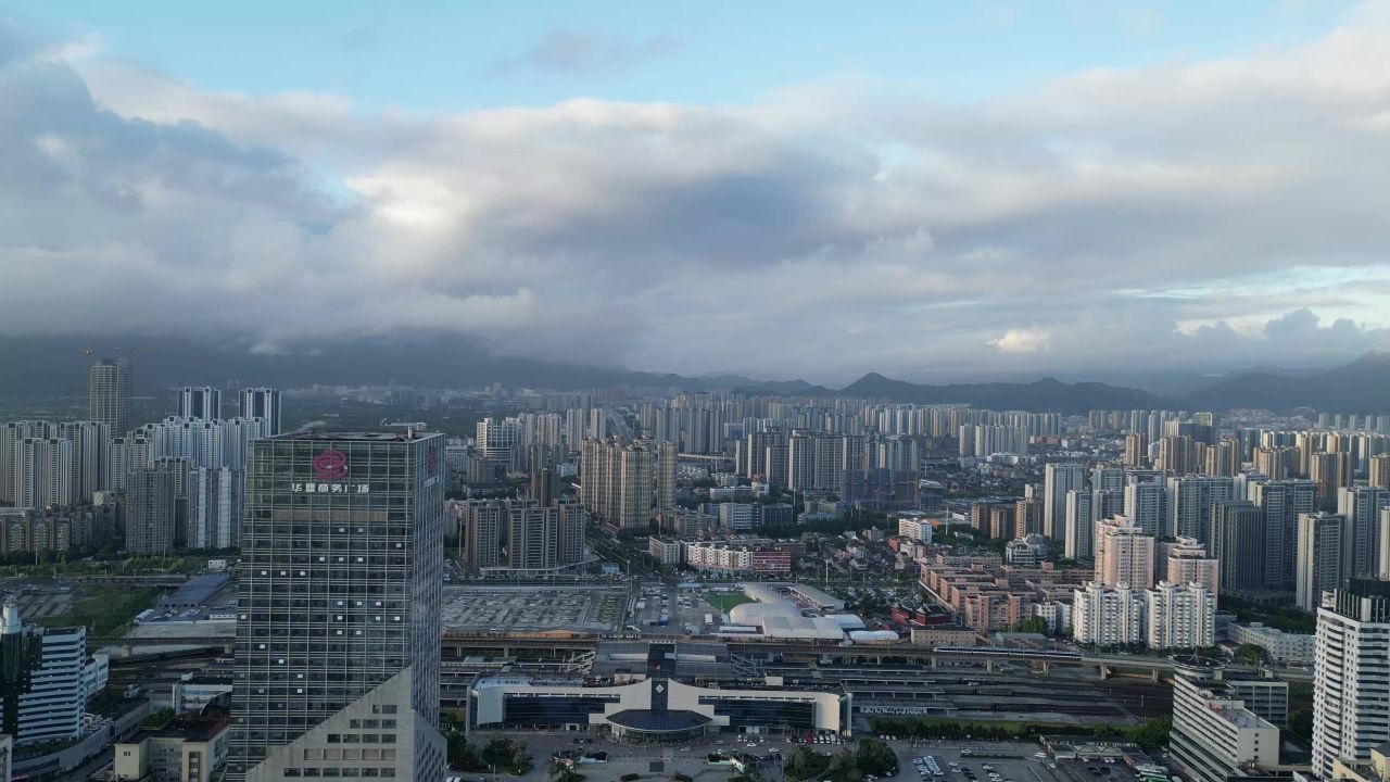航拍温州城市天际线温州大景