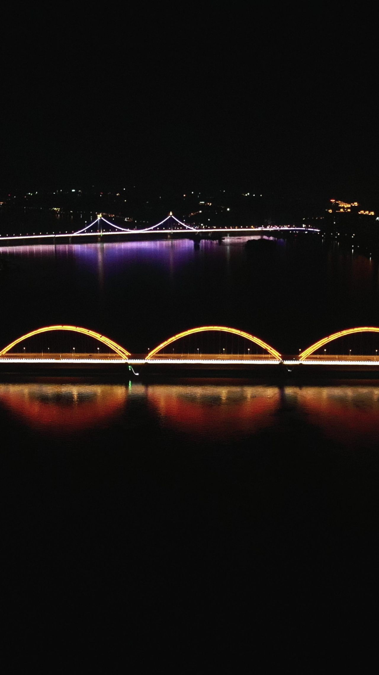 城市航拍湖南长沙福元路大桥夜景
