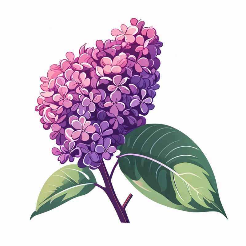 春季紫丁香扁平插画 6