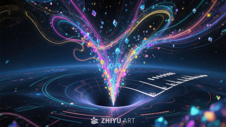 炫彩光流汇聚的未来科技场景 821