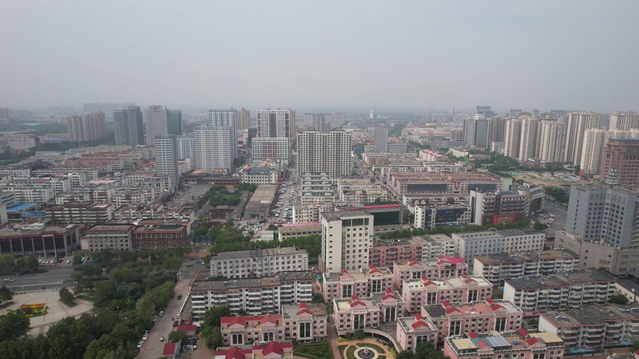 河北沧州城市风光航拍 