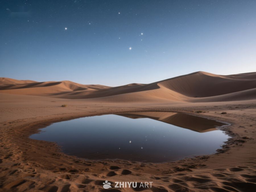 沙漠夜景：星河映照在水洼中 84